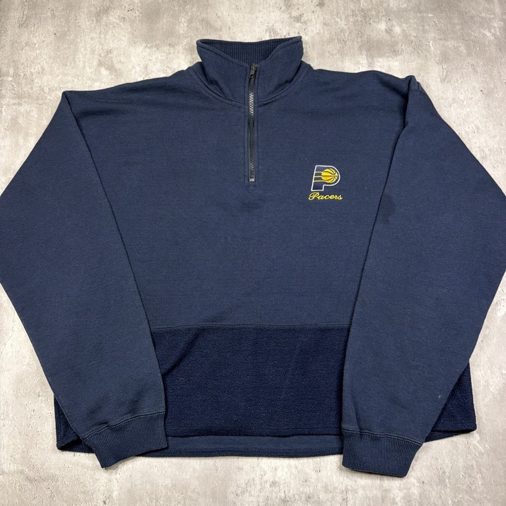 Vintage Indiana Pacers Cadre Athletics Quarter Zip Cropped Pullover NBA Size L
